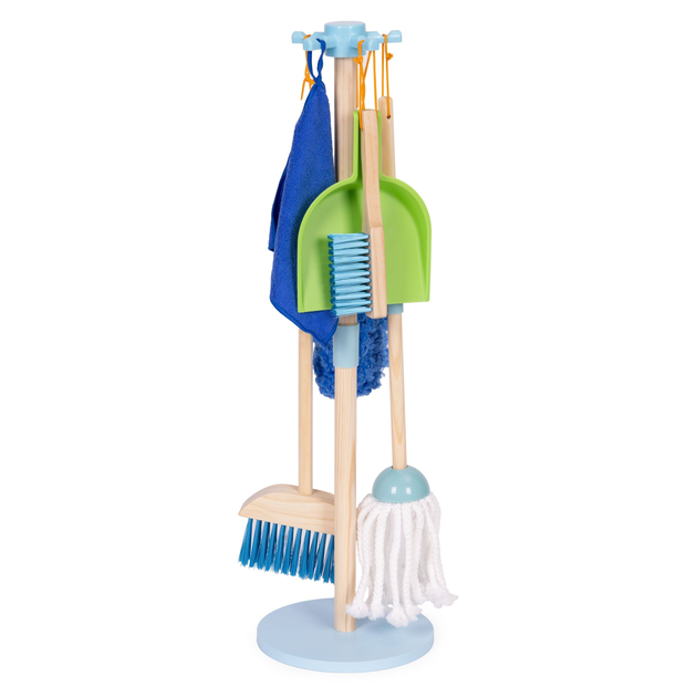 Drewniany zestaw do sprzątania EcoToys dla dzieci: mop zmiotka z szufelką 7 elementów (5905817007356) - obraz 2