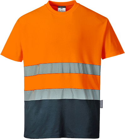 Футболка двухцветная Portwest Cotton Comfort S173 XXL Оранжевый/Темно-синий - изображение 3