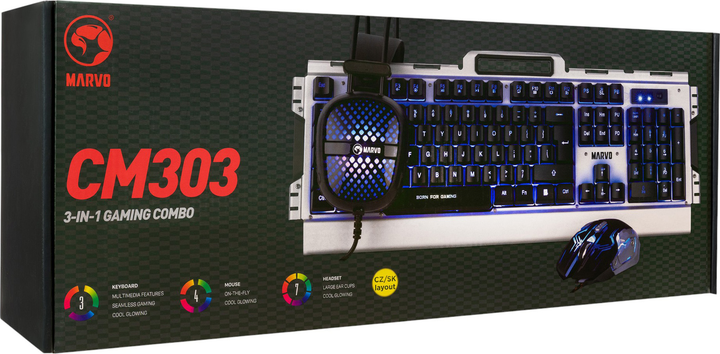 Zestaw przewodowy Marvo CM303 Black/Silver (CM303 EN) - obraz 10