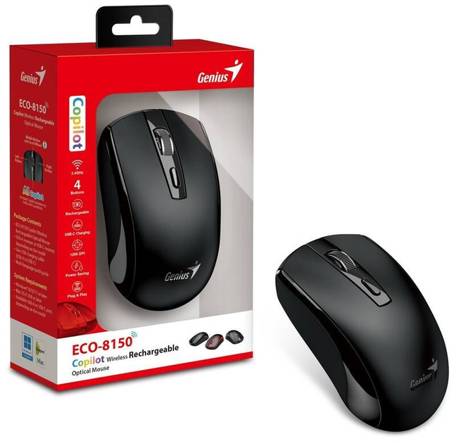 Mysz Genius ECO-8150 Wireless Black (31030045400) - obraz 5