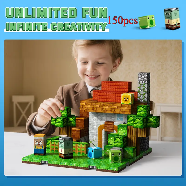 Магнитный конструктор Minecraft 250 шт (150 и 4 основания) по игре Майнкрафт Война растений Mk001033 - Фото 6 Магнитный конструктор Minecraft 250 шт (150 и 4 основания) по игре Майнкрафт Война растений Mk001033 - изображение 6