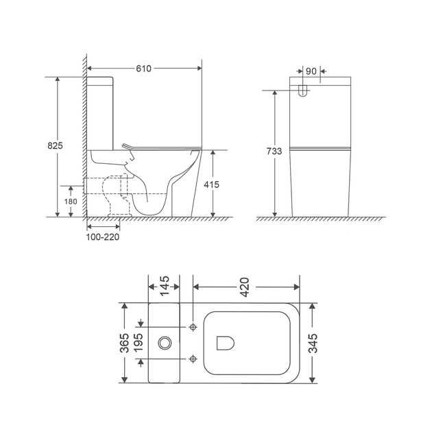 Бачок к унитазу-компакту Mixxus Premium Quadro-0401-T1 Tank 610х365х825 со сливной арматурой (MI8316) - изображение 6