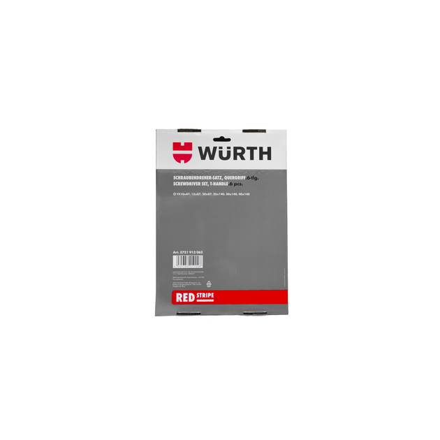 Нібір викруток WURTH RED STRIPE з Т-подібною рукояткою TORX 6 шт. (5751913063) - изображение 3