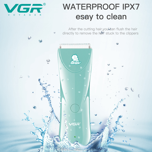 Детская машинка для стрижки VGR V-150 3 насадки/800mAh/IPX7/Blue (10561) - изображение 4