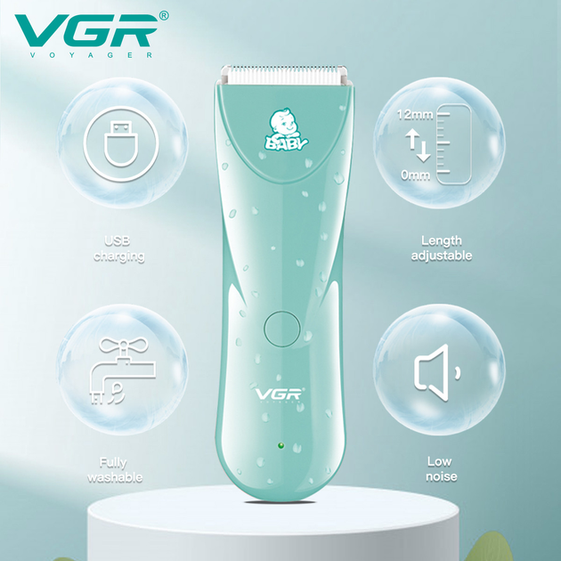 Детская машинка для стрижки VGR V-150 3 насадки/800mAh/IPX7/Blue (10561) - изображение 5