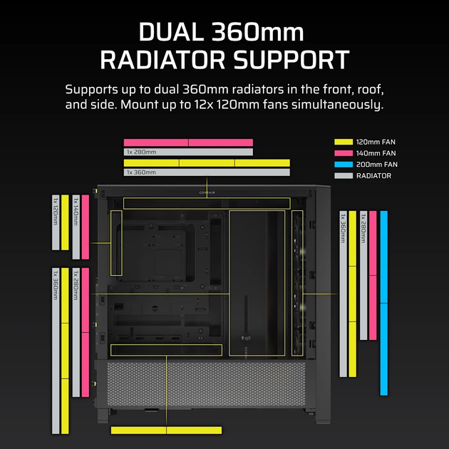 Obudowa Corsair 4000D RS ARGB Frame Tempered Glass Black (CC-9011296-WW) - obraz 3