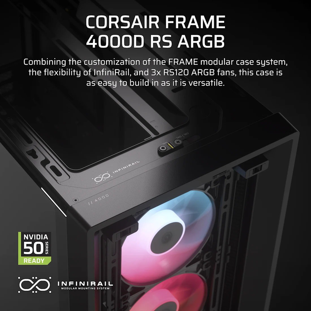 Obudowa Corsair 4000D RS ARGB Frame Tempered Glass Black (CC-9011296-WW) - obraz 8