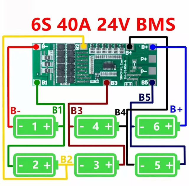 BMS 6s Контроллер (плата защиты) Li-ion аккумуляторов 40а с балансировкой - изображение 2