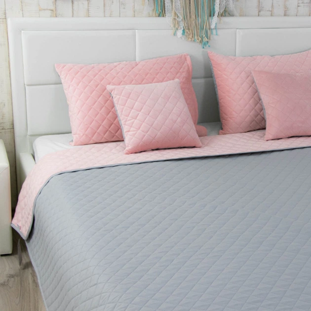 Покрывало Руно 150х220 VeLour Pink and Grey ромб 360.55_Pink and Grey ромб - изображение 4