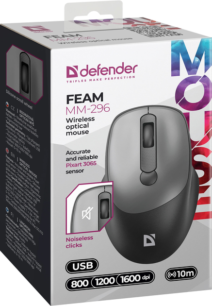 Mysz Defender Feam MM-296 Grey (4745090825282) - obraz 3