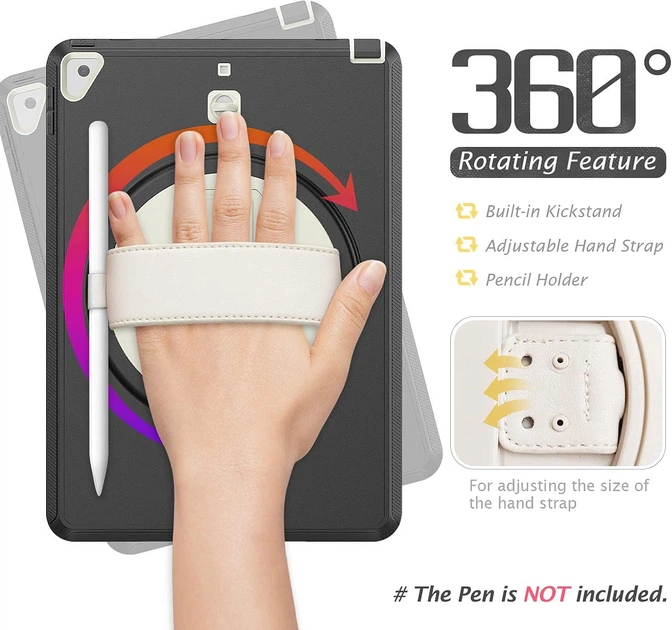 Чохол ARM Cover Apple iPad 8 (10.2" екран) протиударний з ременем і підставкою 360° Black - Фото 6 Чохол ARM Cover Apple iPad 8 (10.2" екран) протиударний з ременем і підставкою 360° Black - изображение 6