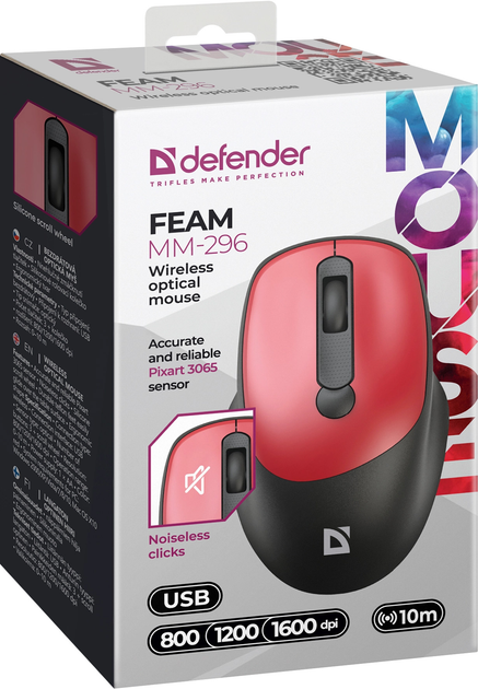 Mysz Defender Feam MM-296 Red (4745090825299) - obraz 4