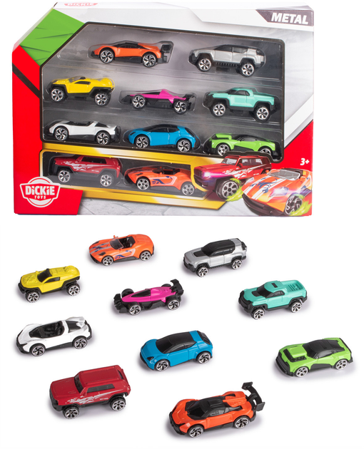 Zestaw metalowych samochodzików Dickie Toys Styl miejski 10 sztuk (3332000) (4006333093906) - obraz 2
