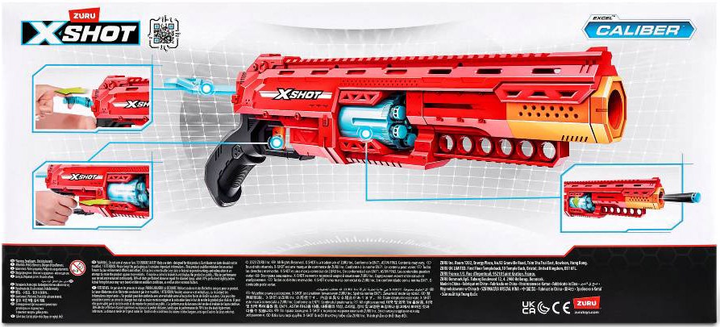 Швидкострільний бластер Zuru X-Shot Excel-S1 Caliber 16 патронів (36675R) (193052056320) - зображення 8