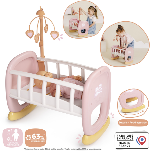 Колиска Smoby Toys Бебi Ньорс з мобілем (7600220390) (3032162203903) - зображення 2