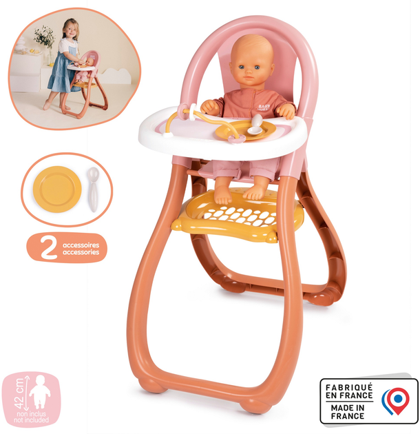Krzesełko do karmienia Smoby Toys Baby Nurse z akcesoriami (7600220388) (3032162203880) - obraz 2
