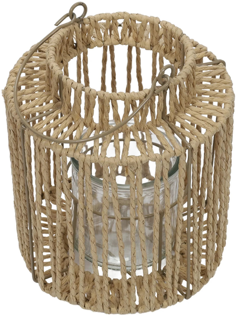 Ліхтар Home & Styling Collection плетений з ручкою 19 x 25 см Коричневий (8721037001670) - зображення 2