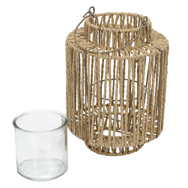 Ліхтар Home & Styling Collection плетений з ручкою 19 x 25 см Коричневий (8721037001670) - зображення 3