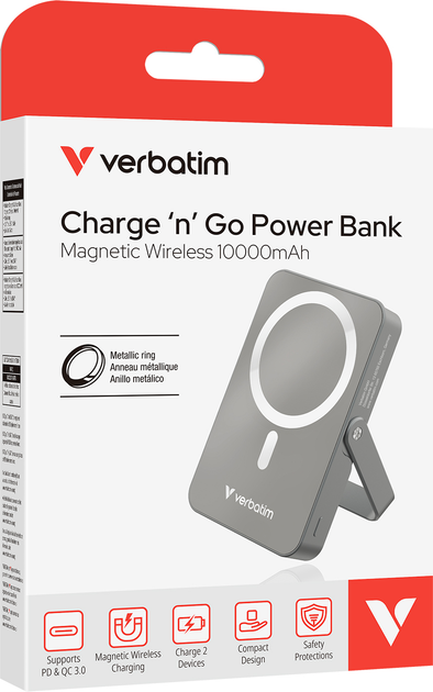 УМБ Verbatim Charge 'n' Go Power Bank 10000 mAh Grey (23942322689) - зображення 5