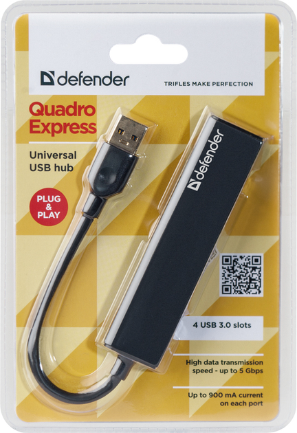 Hub USB Defender Quadro Express USB3.0 4USB Black (4714033832045) - obraz 3