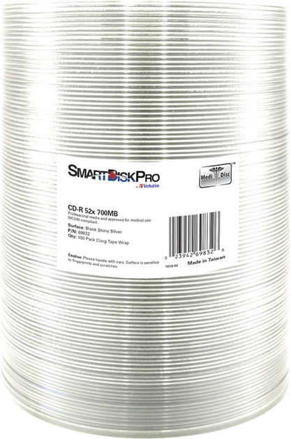 Dyski SmartDisk PRO by Verbatim CD-R 700MB 52X MATT SILVER Wrap 100 szt. (23942698326) - obraz 1