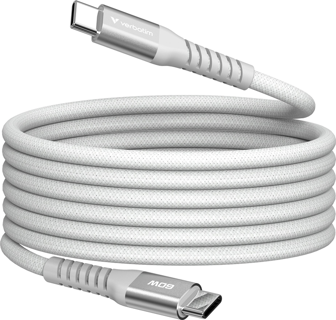 Кабель Verbatim 60 Вт, USB-C–USB-C, 120 см Сірий (31850) - зображення 1