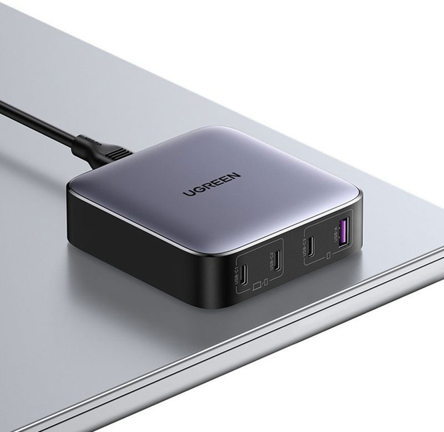 Ładowarka Ugreen CD328 Nexode Series 3 x USB-C + USB-A 100 W GaN Szara (6957303899289) - obraz 3