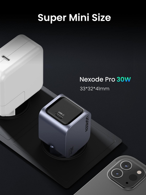 Мережевий зарядний пристрій Ugreen X703 Nexode Pro 30W USB-C GaN Fast Charger 35006 (6941876230068) - зображення 7