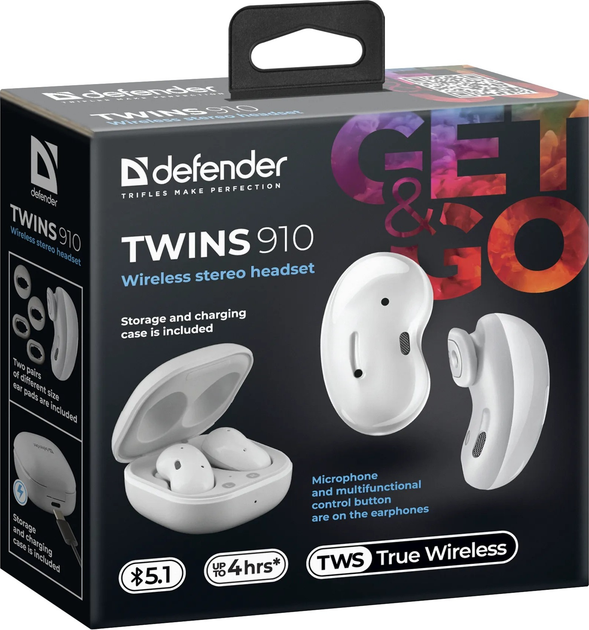 Навушники Defender Twins 910 White (4714033639101) - зображення 6