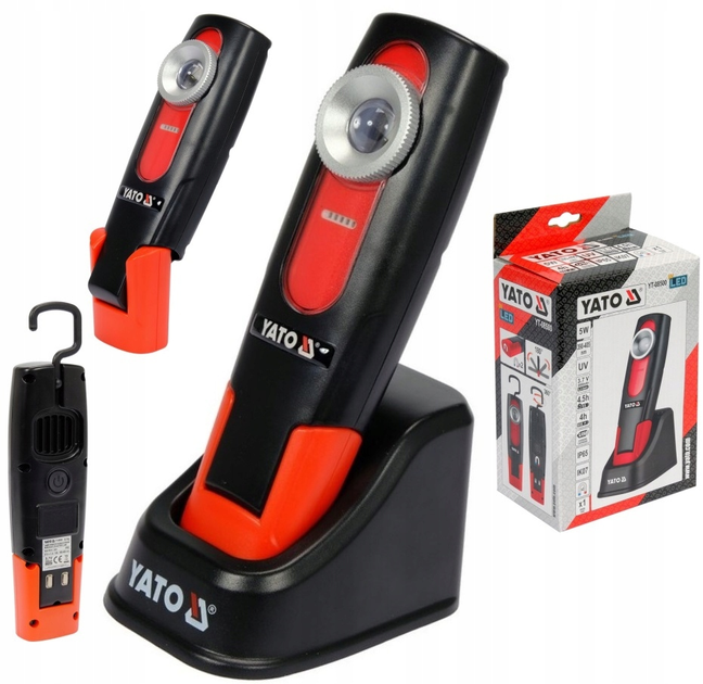 Лампа для майстерні Yato YT-08500 UV 5 В IP 65 IK 07 3.7 В 2600 MAH Li-Ion (5906083082566) - зображення 11