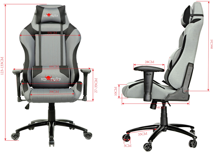 Fotel gamingowy Red Fighter C3 Grey (MGRDH03LA000) - obraz 8