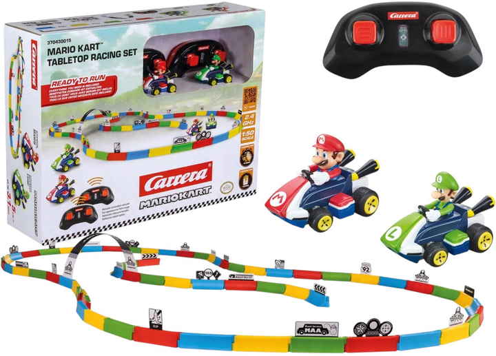 Гоночний трек Carrera 2.4 GHz Mario Kart Tabletop Racing Set - Mario and Luigi (370430015) (9003150148302) - зображення 2