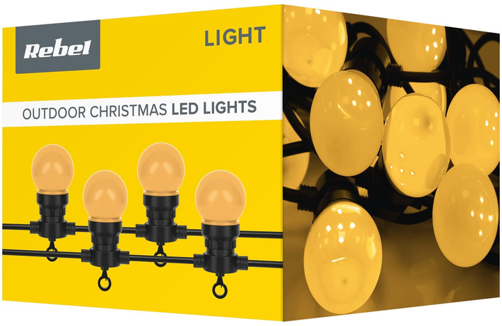 Girlanda LED Rebel lampki zewnętrzne ciepłe białe- kule 6 m (5901890096317) - obraz 3