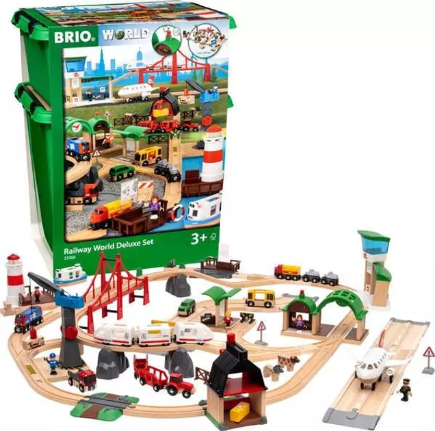 Największy zestaw kolejki drewnianej Brio World Delux 65845 (63376600) (7312350337662) - obraz 2