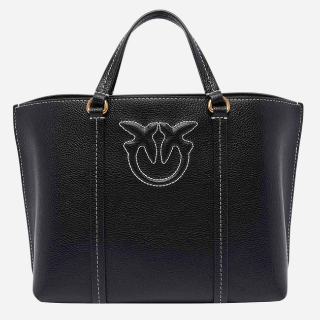 Torba shopper damska skórzana Pinko Miranda Shopper Classic 104515A29O-Z99Q Czarna (8057769677112) - obraz 1