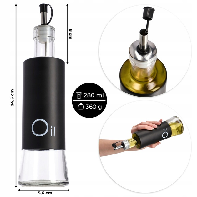Zestaw butelek na oliwę i ocet Kadax z dozownikiem 2 x 320 ml (5903699436912) - obraz 3