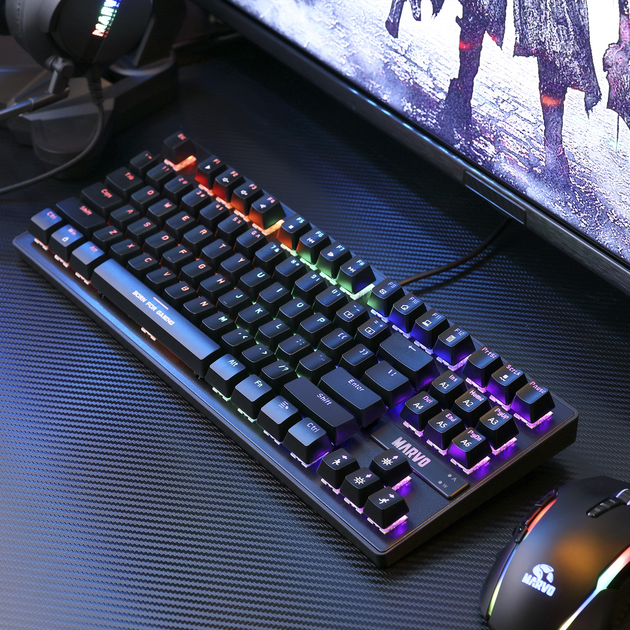 Клавіатура дротова Marvo KG901 Jixian Blue USB Black (KG901 CZ/SK) - зображення 11