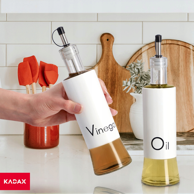 Zestaw butelek na oliwę i ocet Kadax z dozownikiem 2 x 320 ml (5903699436929) - obraz 8