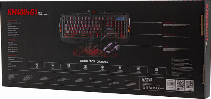 Zestaw przewodowy Marvo KM400 Black (KM400+G1 CZ/SK) - obraz 15