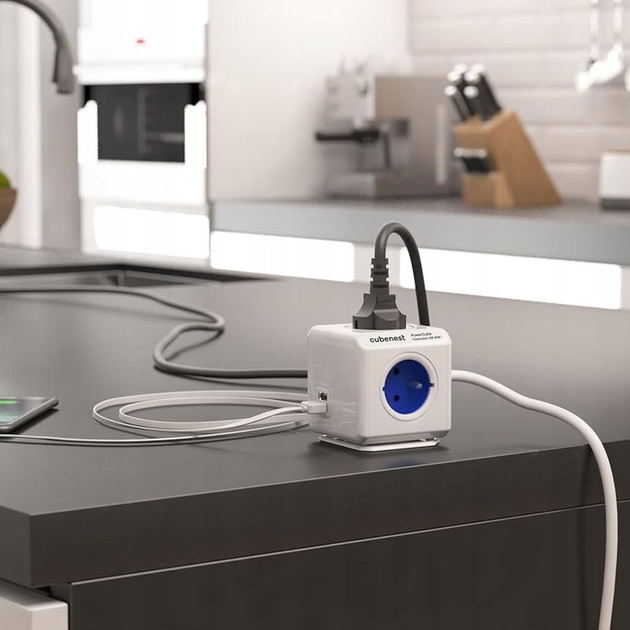 Розгалужувач мережі Cubenest PowerCube Extended USB A+C PD 20W Blue (PC420BL) - зображення 5
