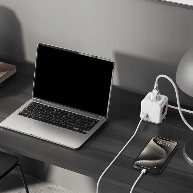Rozgałęźnik sieciowy Cubenest PowerCube Extended USB A+C PD 20W Red (PC420RD) - obraz 4