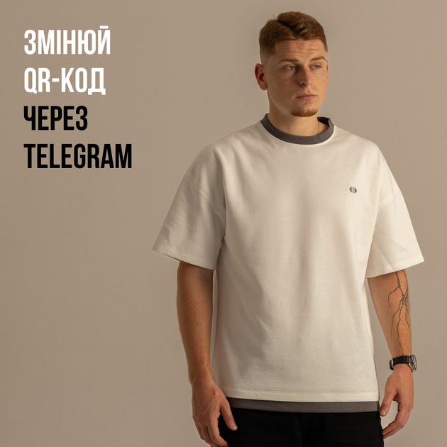 Футболка Dido молочная мужская оверсайз с динамическими QR в стиле вышиванки S-M (356990) - Фото 2 Футболка Dido молочная мужская оверсайз с динамическими QR в стиле вышиванки S-M (356990) - изображение 2
