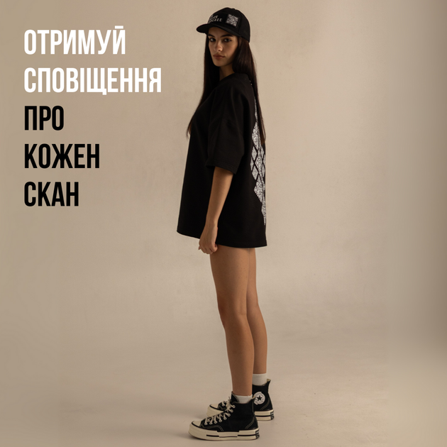 Футболка Dido черная женская оверсайз с динамическими QR в стиле вышиванки S-M (356907) - изображение 3