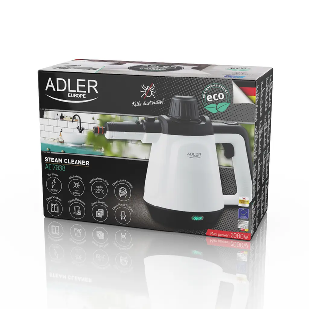 Пароочисник відпарювач з комплектом насадок Adler Steam Cleaner 3.5 Бар 450 мл AD 7038 - изображение 2