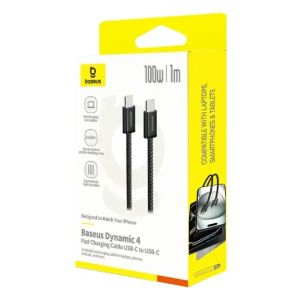 Кабель Power Delivery Baseus Dynamic Type-C to Type-C PD100W 1m Black P10381400111-00 - зображення 4