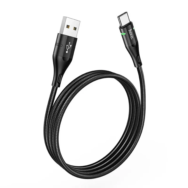 Кабель HOCO U93 USB to Type-C Shadow 3A 1,2m LED індикатор Black - Фото 2 Кабель HOCO U93 USB to Type-C Shadow 3A 1,2m LED індикатор Black - зображення 2