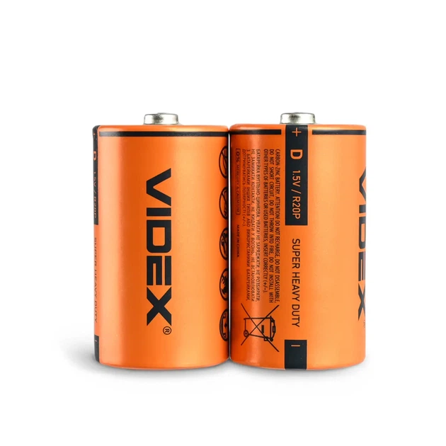 Батарейка Videx R20 2шт shrink - Фото 1 Батарейка Videx R20 2шт shrink - зображення 1
