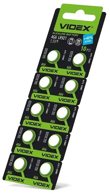 Батарейка лужна Videx AG 6 (LR920) BLISTER CARD 10 pcs - Фото 3 Батарейка лужна Videx AG 6 (LR920) BLISTER CARD 10 pcs - зображення 3