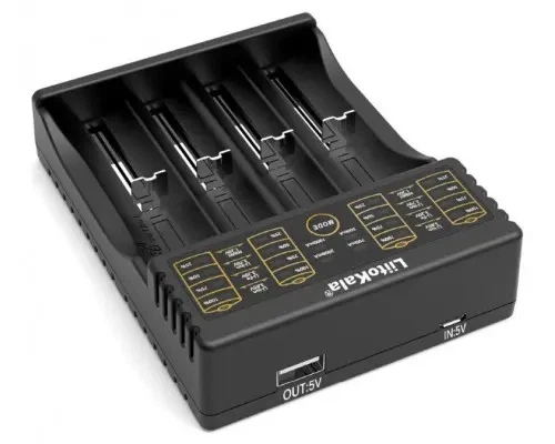 Зарядне LiitoKala Lii-402 для 1-4 елементів 10440-26650 Ni-Mh, Li-Ion, Li-Fe від USB + ПаверБанк - изображение 4