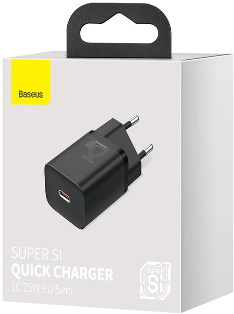 Зарядне Baseus Super Si 1Type-C PD25W QC3.0 чорний CCSP020101 - Фото 5 Зарядне Baseus Super Si 1Type-C PD25W QC3.0 чорний CCSP020101 - изображение 5